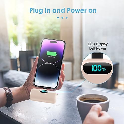 Compact Pink Portable Charger for i Phone – 5000 m Ah PD Fast Charging Power Bank, Lightweight Mini Battery Pack Compatible with i Phone 14/14 Pro Max/13/13 Pro/12 Pro/11/XS/XR/X/8/7/6 – Stylish and Versatile Backup Solution for On-the-Go Power