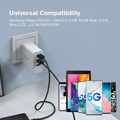 High-Speed USB C Type C Cable 3 A Fast Charge 4-Pack – 3.28 ft Durable USB A to C Cord for Samsung Galaxy S10, S9, S8, S20 Plus, Note 20, 10, 9 & Universal Devices – Enhanced Power Delivery & Data Transfer Efficiency