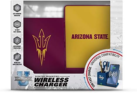 NCAA Unisex Fast Wireless Charging Stand & Desk Organizer – Stylish Multi-Device Charger for Sports Enthusiasts, Efficient Workspace Solution with Built-in Accessory Compartments