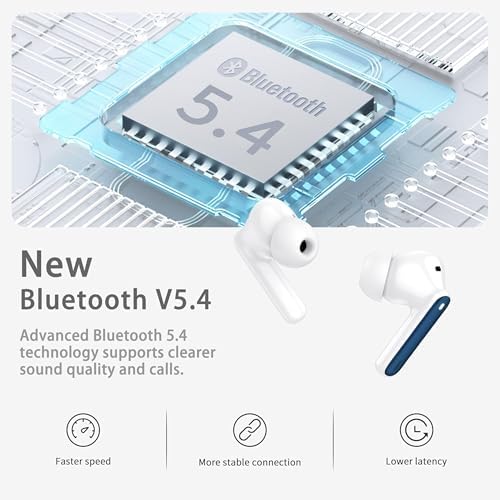 Premium Bluetooth 5.4 Wireless Earbuds – Immersive Hi-Fi Sound with Deep Bass, 4-Microphone Noise Cancellation, and IP7 Waterproofing for All-Weather Durability – 40-Hour Playtime with Dual LED Battery Indicator – Ideal for Audiophiles and Professionals, Stylish Dark Blue Design