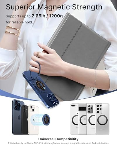 typecase Folding Phone Stand: Foldable Smartphone Holder for Desk – Ultra Thin Adjustable Kickstand – Magnetic Phone Grip Home Desk Accessories Compatible with Phone Tablets – Enhanced Compatibility and Speed
