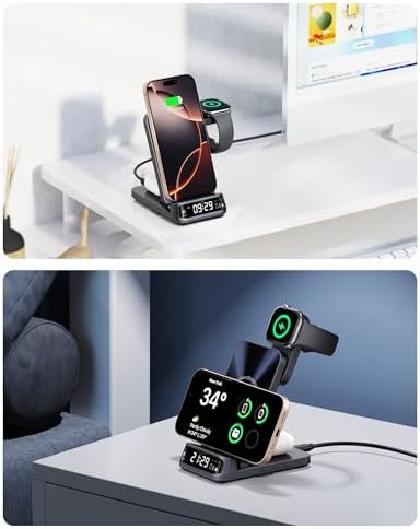 Ultimate 3-in-1 Wireless Charging Station for i Phone 16/15/14/13/12, Apple Watch 10/9/8/7/6 & Ultra, Air Pods Pro/3/2/4 – Fast Charge, Sleek Design, No Adapter Required – Enhance Your Charging Experience with Seamless Compatibility and Portability