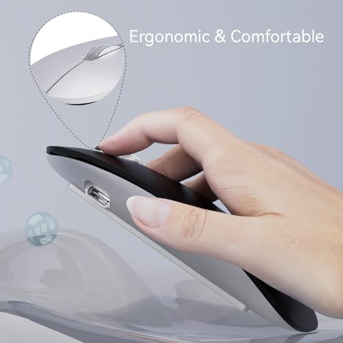 Elevate Your Computing with the Uiosmuph G11 Wireless Mouse – Stylish Purple Slim Design, USB C Rechargeable & Silent Click Technology for Effortless Precision and Comfort on Laptop, Mac, and PC