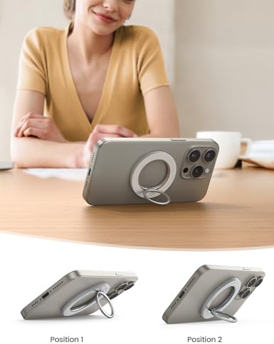 Lamicall 360° Rotatable Magnetic Phone Ring Holder for Mag Safe – Lightweight Grip & Kickstand Compatible with i Phone 12/13/14/15/16 Series, Misty Black – Enhanced Magnetic Strength and Flexibility for Secure One-Handed Use and Wireless Charging Convenience