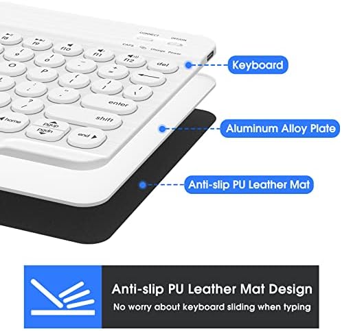 Ultra-Slim Universal Wireless Bluetooth Keyboard for i Pad, i Phone & Tablets – Multi-Device, Backlit Mini Design with 7-Color Options, Rechargeable & Portable for On-the-Go Efficiency