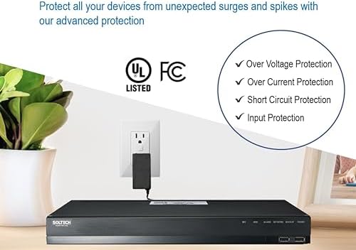 Universal Security Camera Power Supply Adapter with 4-Way Splitter – Reliable 12 V 3 A Power Source for CCTV Systems – Compatible with Samsung Wisenet, Lorex, Night Owl, Swann, Qsee – UL Listed for Optimal Safety and Performance – Streamline Your Surveillance Setup with Enhanced Connectivity and Stability