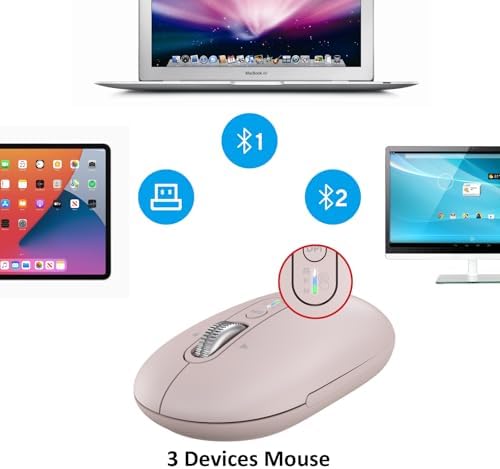 Ultra-Slim Wireless Bluetooth Mouse for Multi-Device Use – Lightweight Travel-Friendly Design with ±3000 DPI Precision, 4-Way Metal Scrolling, and 8 Customizable Buttons – Perfect for Laptops, Tablets, and Phones – Enjoy Quiet Operation and Long Battery Life for Enhanced Productivity