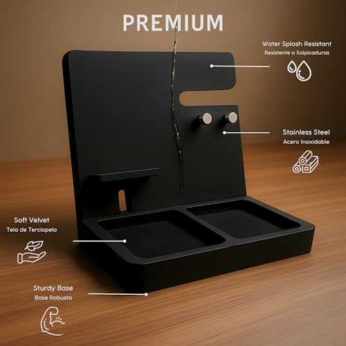 Namore Premium Wood Desk and Nightstand Organizer – Multifunctional Charging Station for Phones & Essentials – A Stylish Solution for Enhanced Workspace Efficiency – Perfect Gift for Men, Dads, & Professionals – Elegant Design with Universal Device Compatibility