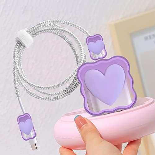 Charming Kawaii Waves DIY Cable Protector for i Phone Chargers – 3 D Love Heart Design, Durable Data Cable Saver for i Phone 11, 12, 13, 14, Pro Max, XS, XR, X, 7, 8 Plus – Lightweight & Easy to Install for Enhanced Charging Experience – Perfect i Phone Charger Accessory to Prevent Fraying and Damage