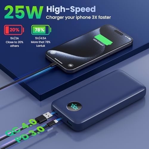 High-Capacity 40,800 m Ah Portable Charger with Built-in Cables and LCD Display – 25 W PD & QC 4.0 Fast Charging Power Bank for i Phone 16/15/14 and Android Devices (Green) – Ultimate On-the-Go Charging Solution with Enhanced Compatibility and Durability