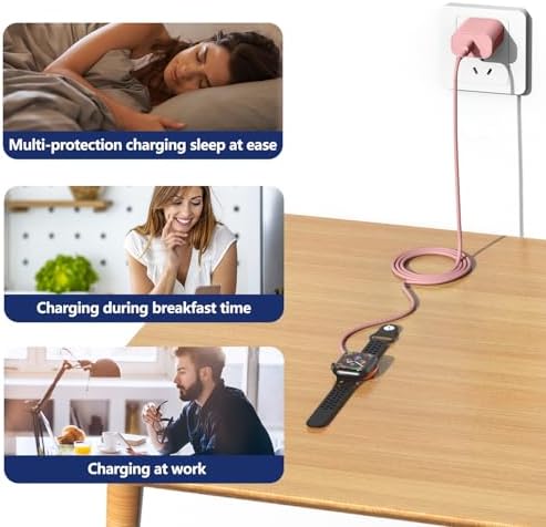 Premium 5 W Fast Charging USB C Cable for Apple Watch – 6 ft Magnetic Charger, MFi Certified, Compatible with Series SE2/8/7 & All Sizes 38 mm to 45 mm – Reliable & Efficient Power Solution for On-the-Go Users