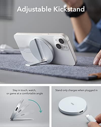 ESR Mag Safe 15 W Wireless Charger – Dual USB-C Charging Pad for i Phone 16 Pro Max, 16 Pro, 16, 16 Plus, 15, 14, 13, 12, and Galaxy S25 – Sleek Desert Titanium Finish – Effortless Magnetic Alignment for Air Pods Pro/3/4 – High-Speed Charging & Enhanced Device Compatibility