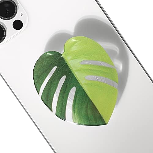 Tropical Leaf Mag Safe-Compatible Collapsible Phone Grip Stand – Chic Acrylic Smartphone Accessory for Optimal Stability and Comfort, Ideal for Hands-Free Viewing and On-the-Go Convenience (Crystallinum Dark)