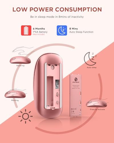 Sleek Purple Wireless Bluetooth Mouse – Effortless Dual Connectivity, 1600 DPI Precision, Whisper-Quiet Clicks, Long Battery Life for Enhanced Productivity and Versatile Device Compatibility