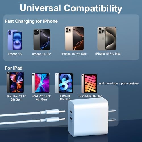 20 W Dual-Port USB-C Fast Charger with 6.6 FT Cable – Ultimate Power Solution for i Phone 15/16 Pro Max & Android Devices – Efficient Travel Companion Designed for rapid charging, this 20 W Dual-Port USB-C Charger ensures your i Phone 15/16 Pro Max and Android devices stay powered up with maximum efficiency. Featuring a generous 6.6 FT USB-C to C cable, this charger eliminates the inconvenience of short cords while allowing you to multitask with ease. Its dual-port design offers the ability to charge two devices simultaneously, making it ideal for busy professionals and frequent travelers. Enjoy broad compatibility across multiple Apple and Android devices, ensuring versatility for all your charging needs. The compact and lightweight structure of this charger enhances portability, making it an essential accessory for your on-the-go lifestyle. Built with high-quality materials, this charger prioritizes durability and safety, giving you peace of mind while delivering fast charging performance. Elevate your charging routine and stay connected wherever life takes you with this indispensable charging solution.