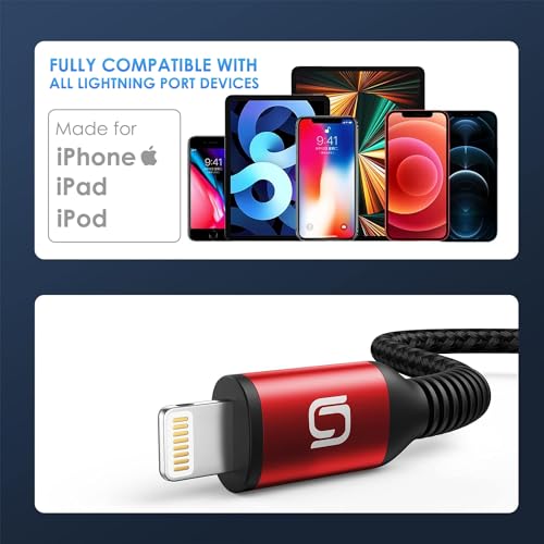 Fast Charging Nylon Braided i Phone Charger Cable – 3-Pack, 3 FT MFi Certified Lightning Cords for i Phone 14/13/12/11 Pro Max/XR/XS/X/8/7/Plus/6 S, i Pad, i Pod, and Air Pods – Enhanced Durability and Compatibility for Optimal Performance
