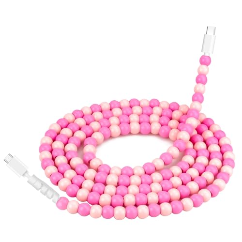 Coolden USB C Cable 66W USB C to USB C Cable [2M/6.6FT] Type C Charger Fast Charging Stylish & Durable Beaded USB C Charger Cord Compatible with iPhone 16/16 Plus/16 Pro/16 Pro Max Pink – Enhanced Compatibility and Speed