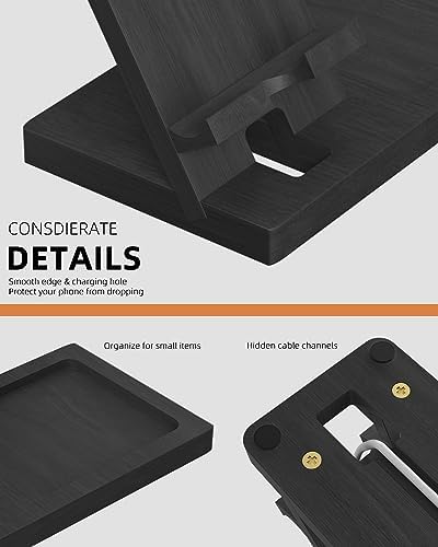 Cell Phone Stand with Tray, Wood Phone Docking Station for Men, Phone Holder for Desk, Men’s Docking Station and Organizer, Wooden Desk Organizer – Enhanced Compatibility and Speed