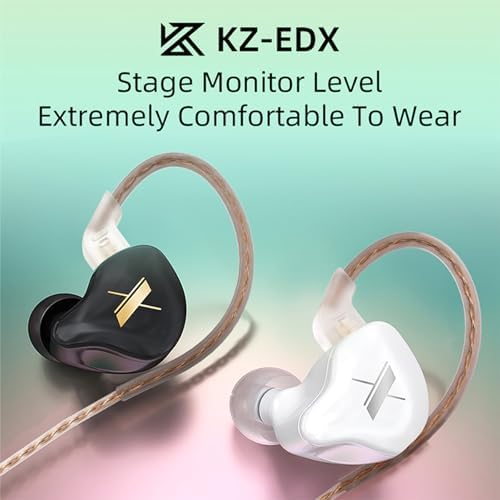 KZ EDX High-Fidelity In-Ear Monitors – Wired Gaming Earbuds with 10 mm Dynamic Driver, Detachable Tangle-Free Cable for Superior Audio Clarity, Lightweight and Ergonomic Design for Comfort, Ideal for Music, Gaming, and Church Services – Sleek Clear Grey Finish