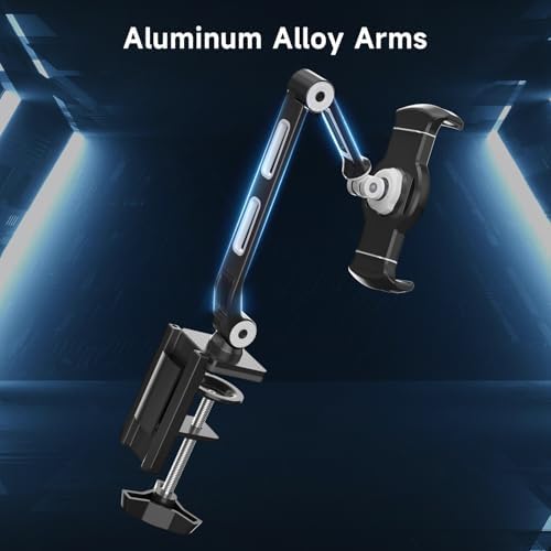 Suptek Adjustable Aluminum Alloy Cell Phone Desk Mount Stand – Versatile 360° Rotating Holder for i Pad, i Phone, Samsung & Asus (4.7-11 inches) – Perfect for Home, Office, or Kitchen Use – Unmatched Stability & Comfort for Daily Tasks