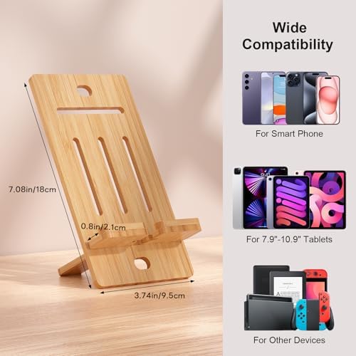 Pezin & Hulin Eco-Friendly Bamboo Adjustable Tablet Stand – Premium Multi-Angle Holder for i Pads, Smartphones, and E-Readers (Fits Devices 4.7″ to 13″) – Transform Your Workspace with Stylish Comfort and Enhanced Viewing Experience