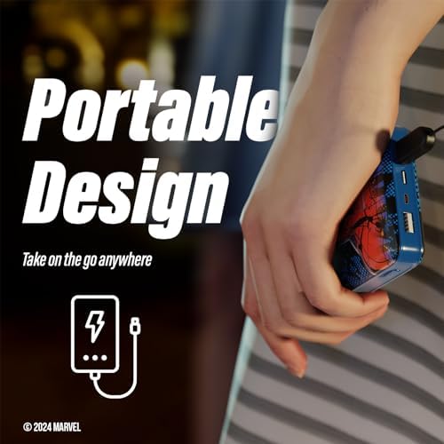Marvel Spider-Man 10,000 m Ah Portable Power Bank – Ultimate Slim Design Phone Charger with Dual USB Ports for Rapid Charging – Perfect Spider-Man Gifts for Fans of All Ages – Stylish, Lightweight, and Highly Compatible Charging Solution for Smartphones and Tablets