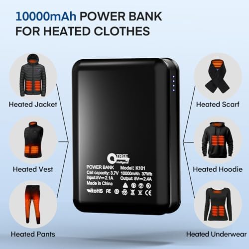 Ultimate 10,000 m Ah Dual USB Power Bank for Heated Clothing – Fast Charging Portable Battery Pack for Jackets, Vests, and More – Stay Warm and Connected Anywhere!