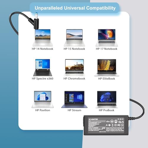 HP 65 W & 45 W Laptop Charger – Fast Charging Power Supply for HP 15 Series (15-dy, 15-da, 15-db, 15-dq, 15-dw, 15-ab, 15-ac, 15-af, 15-an, 15-au, 15-bn, 15-bs & More) – Universal Compatibility, High-Efficiency Performance for Your HP Devices – Ideal Replacement for Original Adapters