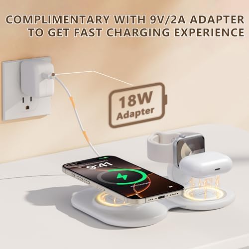 Revolutionize Your Charging Experience: 2025 Portable Wireless Mag-Safe 3-in-1 Charger for i Phone 12-16 Pro Max, Apple Watch & Air Pods – Fast, Travel-Friendly, Enhanced Magnetic Alignment for Effortless Power on the Go