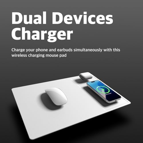 POUT H3 Midnight Blue Portable Qi Wireless Charging Mouse Pad – Effortless Device Charging Meets Sleek Workspace Efficiency for Laptops, i Phones, Air Pods & Samsung Galaxy – Lightweight, Non-Slip Design Enhances Productivity & Style
