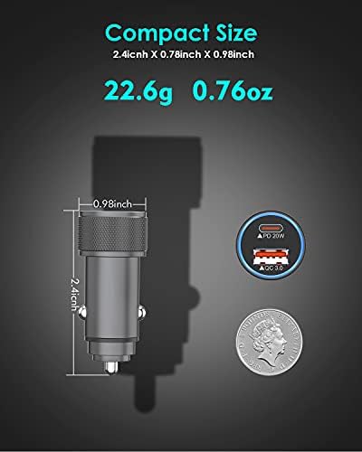 i Phone 14 Dual Port Fast USB C Car Charger | Apple MFi Certified 38 W Quick Charge Adapter with 2 Lightning Cables | Sleek Metal Design for Optimal Durability and Compatibility with i Phone 14, 13 Pro Max, Mini, 12, 11 & Air Pods | Reliable On-the-Go Power Solution for Busy Lifestyles