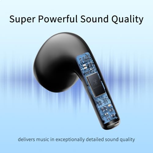 Bluetooth 5.3 Wireless Earbuds – Premium IPX5 Waterproof Earphones with Noise Cancelling Mic, Lightweight Design & Wireless Charging Case for Ultimate Comfort and Audio Clarity – Ideal for Active Lifestyles and Daily Commutes – Sleek Black Finish