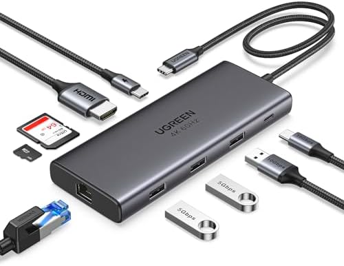 UGREEN Revodok Pro 109 9-in-1 USB C Hub – Ultimate 10 Gbps Connectivity with 4 K HDMI, 100 W Power Delivery, and Gigabit Ethernet for Mac Book, i Phone 15/16 Pro/Max, and Think Pad – Unleash Seamless Performance and Versatile Accessory for Professionals