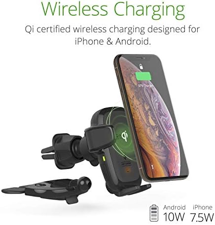 Upgrade Your Driving Experience with the i Ottie Auto Sense 2 Qi Wireless Charging Air Vent Phone Holder – Effortless Auto-Clamping Smartphone Mount for Secure Vehicle Access – Compatible with i Phone, Google Pixel, Galaxy, LG, Huawei & More – Tangle-Free One-Hand Operation for Enhanced Safety and Convenience in Every Journey