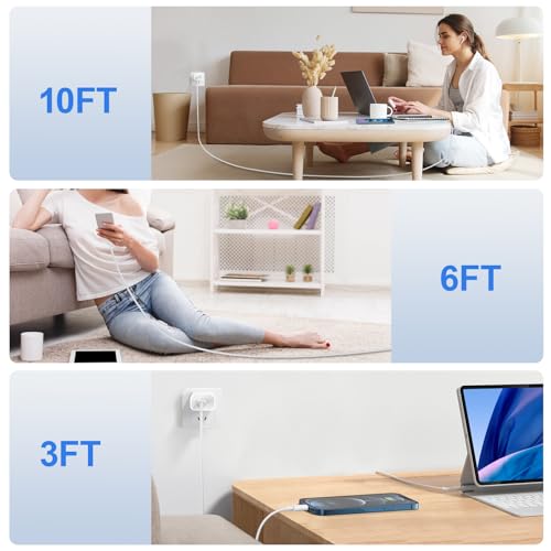 MFi Certified 20 W Fast Charger Bundle for i Phone 14, 13, 12, 11 – 3 Pack USB-C Charger Blocks with 3 FT, 6 FT, & 10 FT Lightning Cables – Ultimate Compatibility & Rapid Charging Solution for i Phone Models Including Pro, Pro Max, Xs, Xr – Portable & Durable Design for Home, Office, & Travel