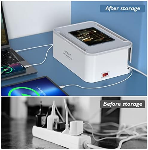 Redagod Power Strip with Cable Management Box – 8 Outlets & 3 USB Ports Surge Protector for Home, Office & Dorm – 6.6 ft Extension Cord with Switch Control, Efficient Charging Station & Clutter-Free Solution for Electronics Safety