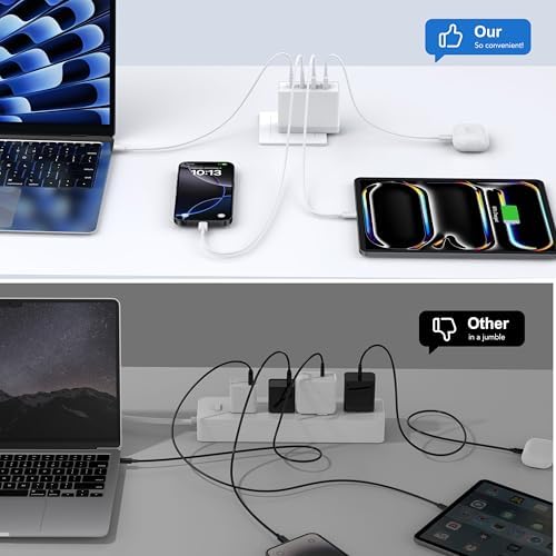 180 W Ga N USB-C Multi-Device Charging Hub – 7-Port Rapid Power Delivery Station for Mac Book Pro, i Pad Pro, i Phone 15/14/13/12, Galaxy S23 & Note 20 – Compact Power Solution for Tech Enthusiasts and Mobile Professionals