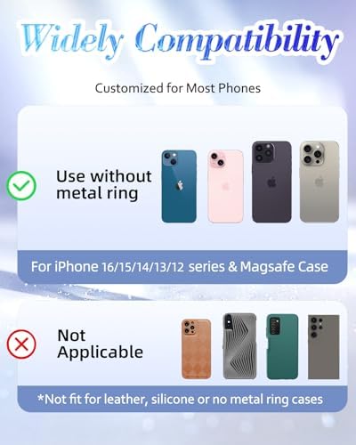 Glamorous Glitter Magnetic Phone Ring Holder for i Phone – Chic Mag Safe-Compatible Grip for Easy One-Handed Use – Stylish Finger Stand Accessory for Women – Perfect for Hands-Free Video Calls and Everyday Convenience – Secure, Durable, and Easy to Clean