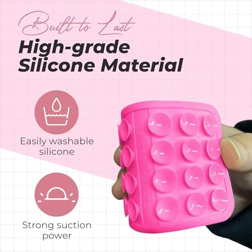 Maximize Your Mobile Creativity: 2-Pack Sticky Silicone Suction Phone Grip with 24 Powerful Suction Cups for Secure Hands-Free Selfies and Videos – Compatible with i Phone, Samsung, and Android – Durable Black Accessory for Ultimate Versatility and Convenience