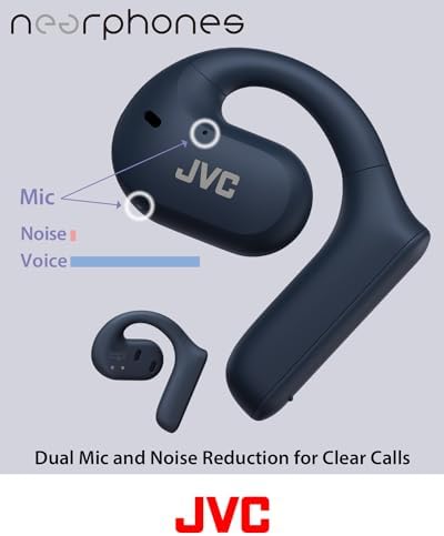 JVC Nearphones Open Ear True Wireless Headphones – Premium 16 mm Drivers for Deep, Rich Sound Quality, Ultra-Lightweight Design with 17-Hour Extended Battery Life, Versatile Single-Ear Usage Ideal for Active Lifestyles – Bluetooth 5.1 Enabled (Black) – Perfect for Daily Commutes and Sports Activities