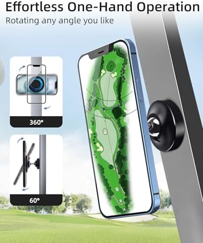 Magnetic Phone Holder for Golf Cart – 360° Adjustable Phone Mount with Ultra-Strong Magnet, All-Metal Cell Phone Holders for Car Accessories Compatible with iPhone, Samsung (924001) – Enhanced Compatibility and Speed