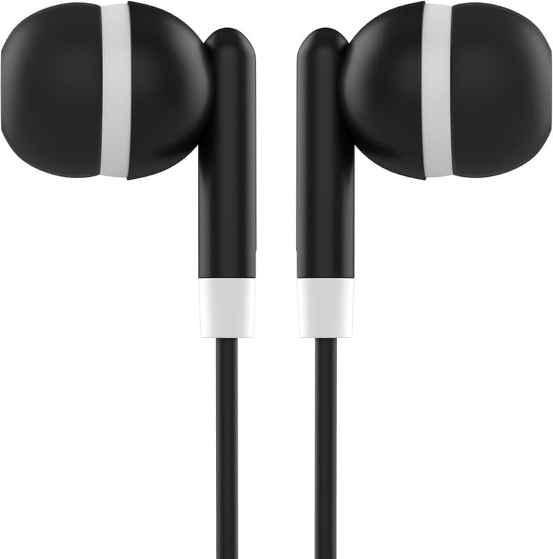 Maeline 20-Pack Tangle-Free Stereo Earbuds – Premium Wired Headphones for K-12 Classrooms, Libraries, Travel, and Fitness – High-Fidelity 3.5 mm Compatibility for Phones, Tablets, and Laptops – Sleek Jet Black Design for Ultimate Convenience and Storage Efficiency