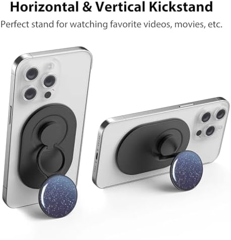 Sky Sparkle Blue Magnetic Phone Grip for Mag Safe | Innovative Finger Ring Holder & Kickstand | Effortless Wireless Charging Compatibility & Maximum Stability | Stylish i Phone Accessory for Hands-Free Usage & Enhanced Device Control