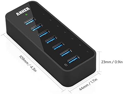Anker 7-Port USB 3.0 Data Hub with 36 W Power Adapter – Ultimate Connectivity Solution for Rapid Charging and High-Speed Transfers for Laptops, Mac, i Phone, i Pad, and More – Perfect for Home and Office Workstations