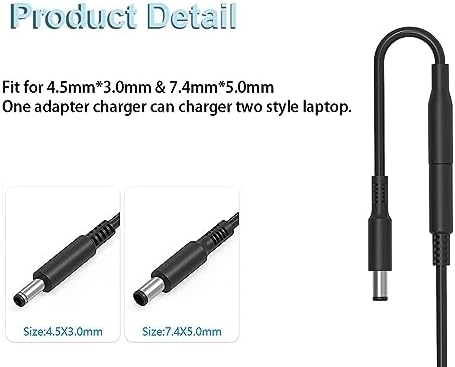 Universal 65 W/45 W Dell Laptop Charger – Fast AC Power Supply Adapter for Inspiron 14, 15, 16, Latitude, and Vostro Series – Enhanced Compatibility with Round Power Connectors – Includes Conversion Cable for Versatile Use – Ideal for Multiple Models & Efficient Charging Solutions