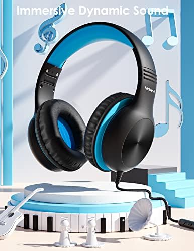 Premium Kids Over-Ear Headphones with Built-In Microphone – Safe Volume Control, Lightweight Dark Green Design for Online Learning & Travel, HD Sound Quality, Collaborative Audio Sharing Feature for Enhanced Learning Experiences