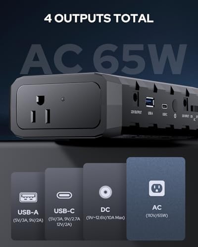 Apowking 65 W Portable Power Bank with AC Outlet – 24000 m Ah Emergency Battery Pack for Fast Charging Laptops and Devices – Lightweight Power Station for Camping, Travel, and Home Backup – Reliable and Versatile Charging Solution for All Your Needs