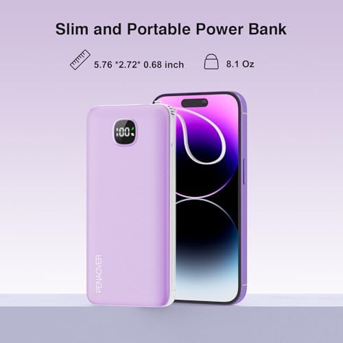 Ultra-Slim 10000 m Ah Fast Charging Power Bank with Built-In Cables & AC Plug – Versatile 5 Output USB-C Portable Charger for i Phones, Samsung, Android & More – Perfect for Travel & On-the-Go Power Solutions