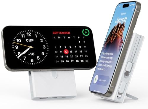 PZOZ 10000 m Ah Magnetic Wireless Power Bank – Fast Charging Portable Charger with Built-in Cable for i Phone 15, 14, 13, 12 & Apple Watch – Travel-Friendly Design with USB Type-C PD Compatibility for Ultimate Convenience