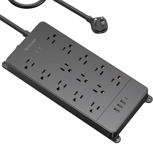 Maximize Your Power Potential with the TROND Heavy-Duty Surge Protector Power Strip: 13 Wide-Spaced Outlets, 32 W Quick Charge USB-C, 4000 Joules Protection, 5 ft Flat Plug Extension Cord, Wall Mountable Design for Seamless Integration in Home and Office Spaces – ETL Listed for Ultimate Safety and Reliability